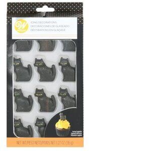 Wilton Halloween Black Cats Icing Decoration 12 Pc Shimmering Cupcake Baking